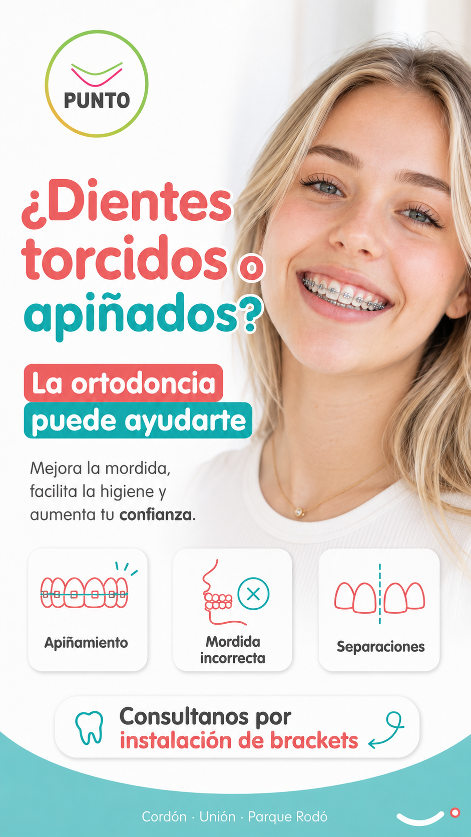 Dientes torcidos o apiñados: la ortodoncia con brackets puede ayudarte - Punto Odontológico