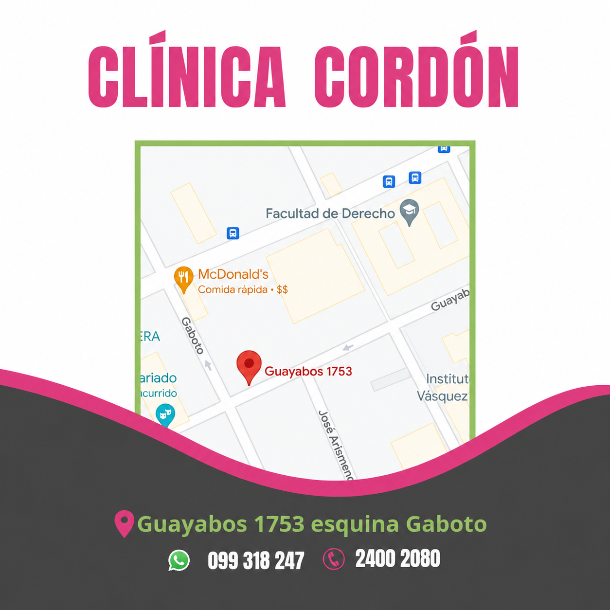 Cómo llegar a la Clínica Cordón de Punto Odontológico, Guayabos 1753 esquina Gaboto